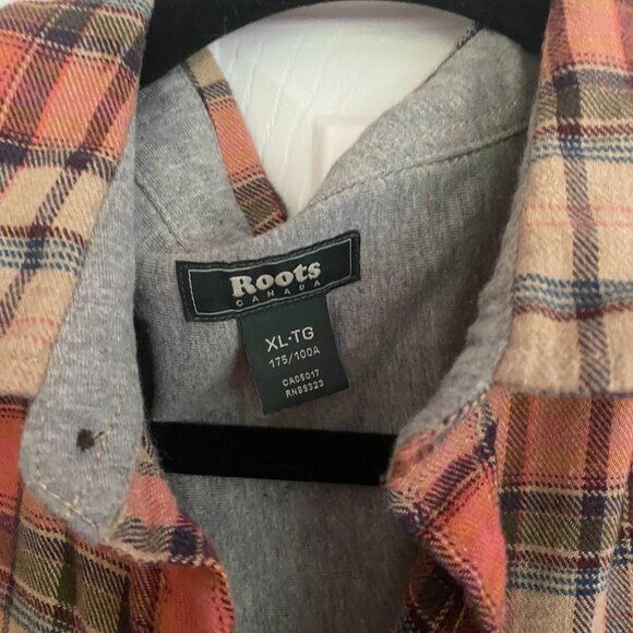 Roots Plaid Flannel Button Up Shirt XL - Picture 2 of 6